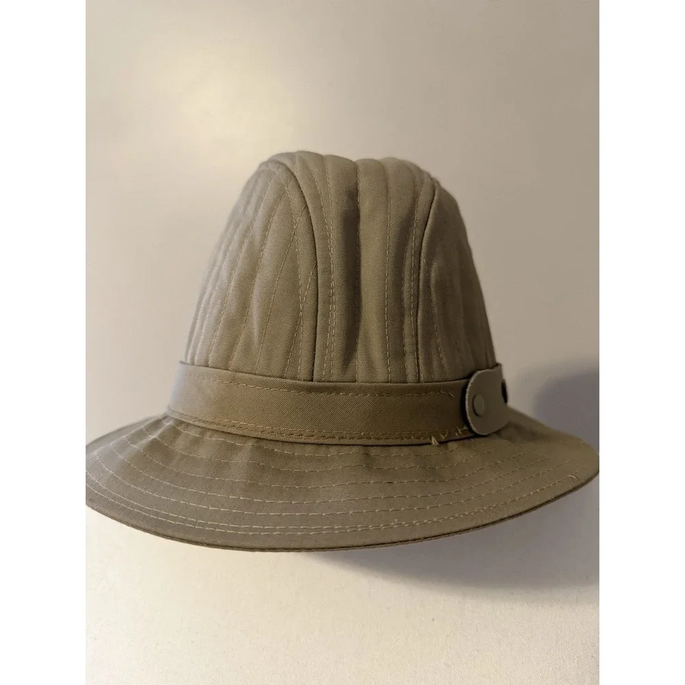 Baron's Trilby Fedora Bucket Hat Quilted Tan Belted Safari Medium 7 - 7 1/8 USA